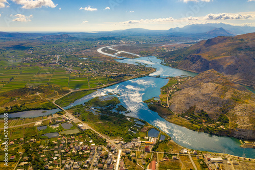 The Stunning Lakes of Albania. Aerial view.