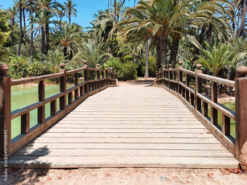 wooden bridge cherze river in the southern palm park