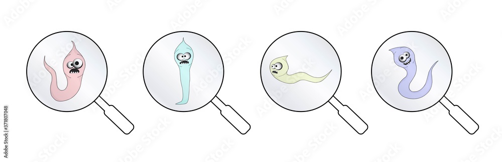 helminths, roundworms. intestinal parasites. warning sign parasitism ...