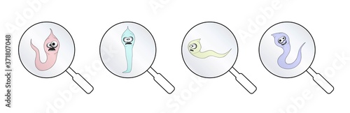 helminths, roundworms. intestinal parasites. warning sign parasitism , vector illustration. The concept of parasites in humans and humans.