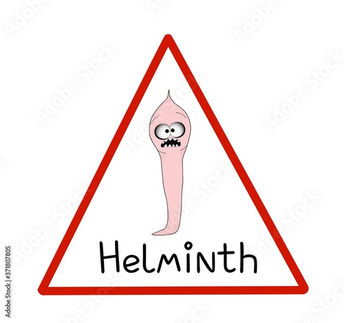helminths, roundworms. intestinal parasites. warning sign parasitism , vector illustration. The concept of parasites in humans and humans.