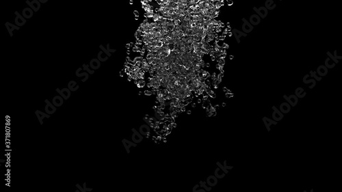 Water immersion, 3D, realistic picture, black background.