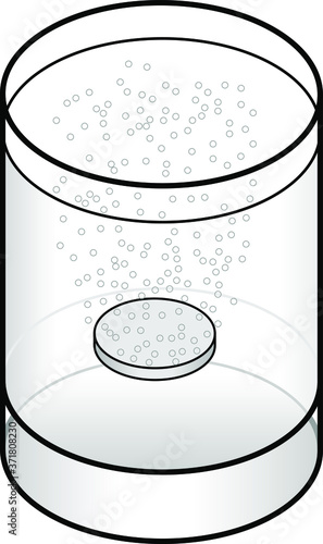 An effervescent tablet in a glass of water. With bubbles.