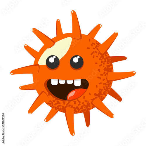 Funny and cute virus, bacteria, germ cartoon character. Microbe and pathogen microorganism isolated on white background.