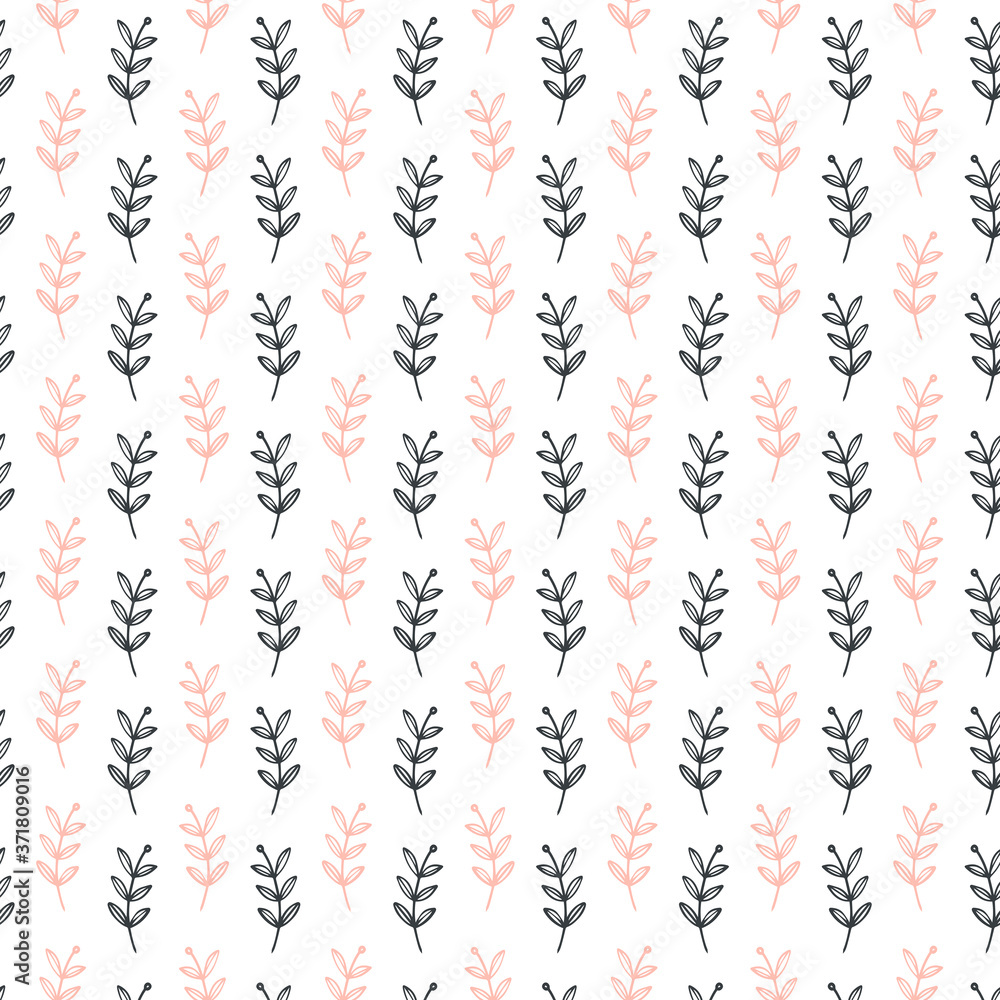 Illustration of a leaf pattern. Floral organic background. Hand-drawn sheet texture.