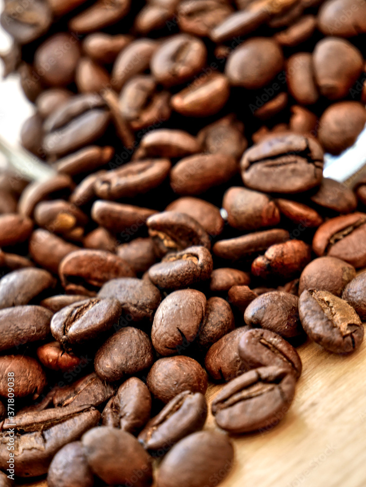 Freshly roasted coffee beans 100% Arabica. Freshly roasted coffee beans 100% Arabica.