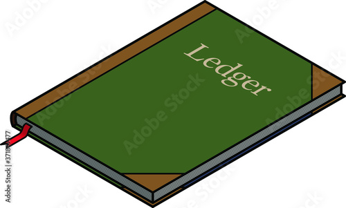 A hard cover bound accounts / ledger book.
