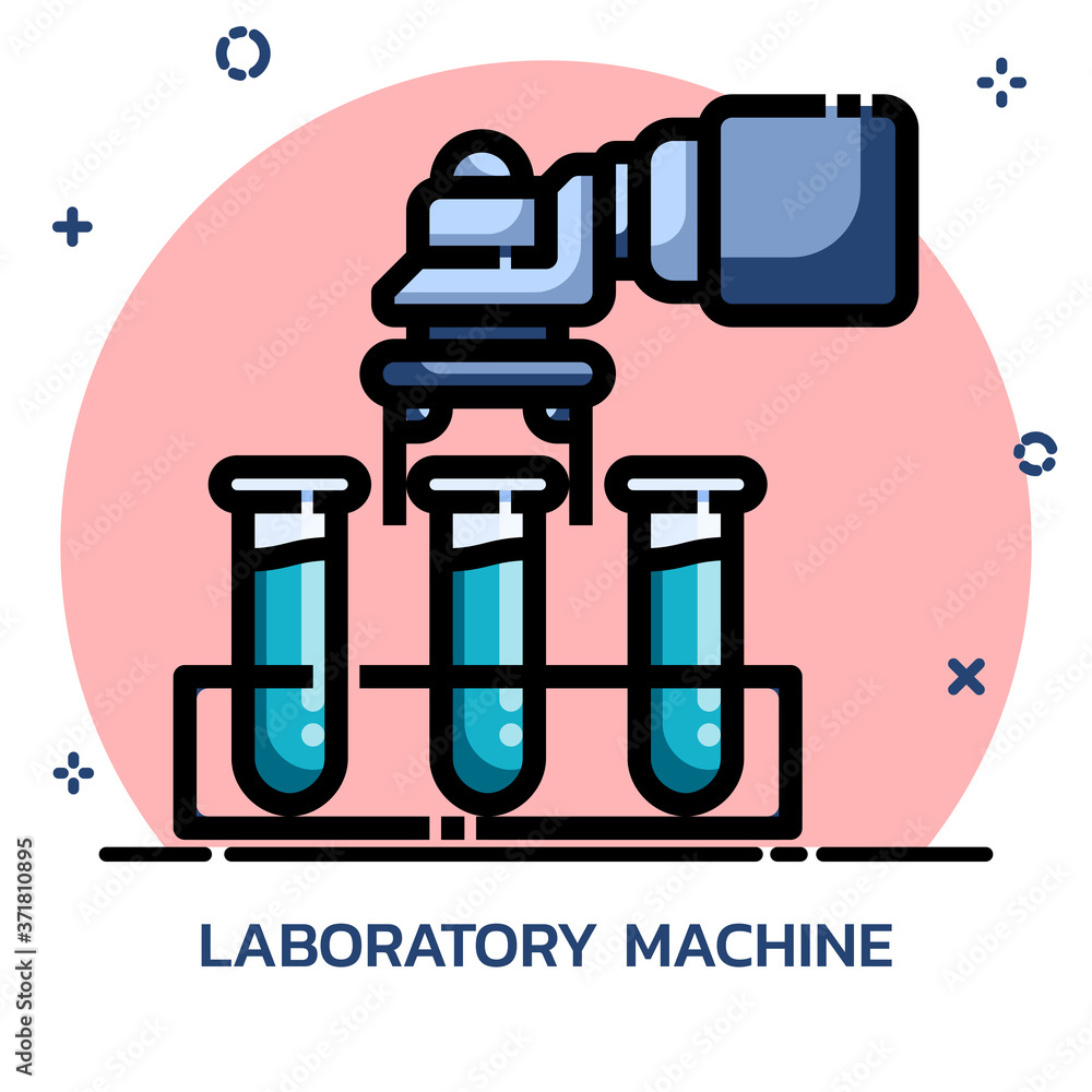 Science laboratory machine learning filled outline style. Science laboratory machine learning filled outline style.