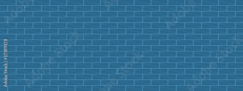 Blue brick wall background texture, architecture home interior wallpaper vector illustration graphic design pattern seamless 