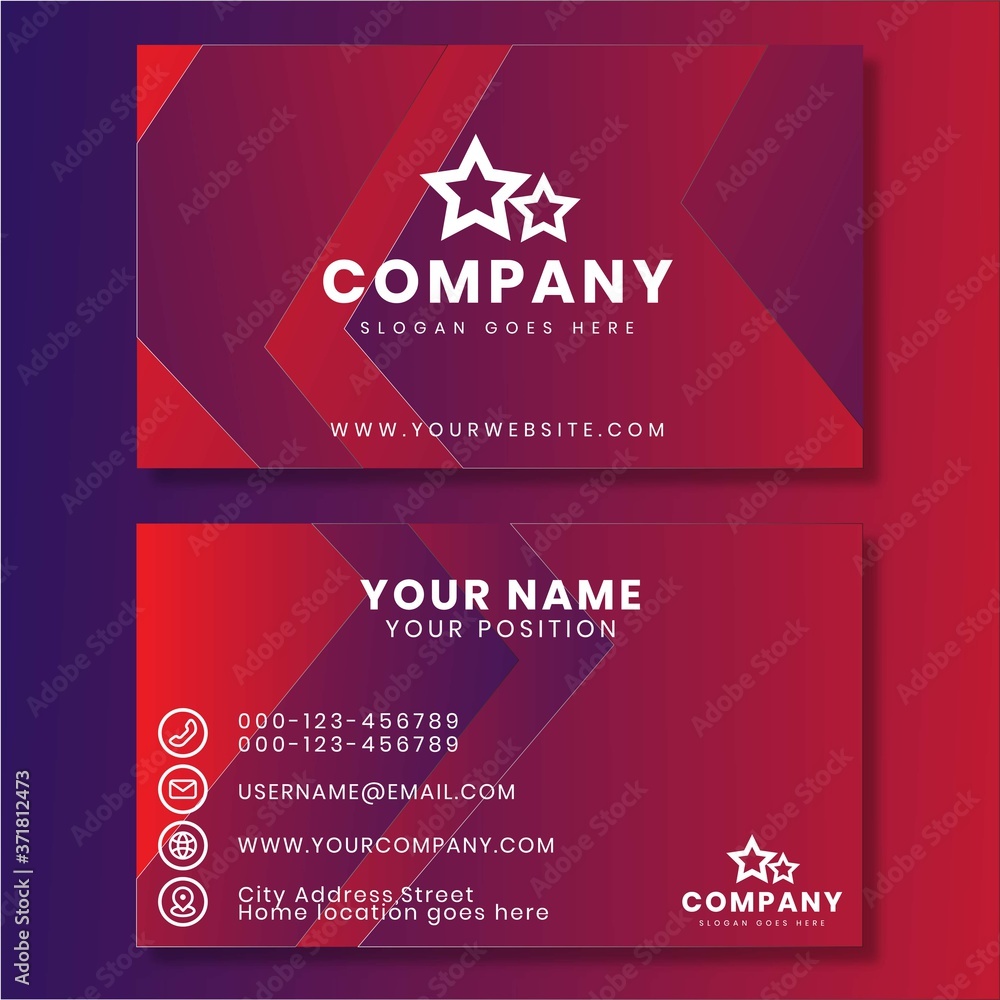 Red Business Card with Gradient and Elegant For Your Company. Red Business Card with Gradient and Elegant For Your Company.