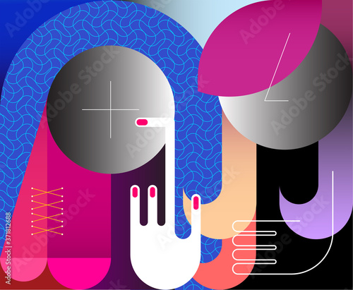 Two faceless women vector illustration. Couple of strange persons graphic artwork.
