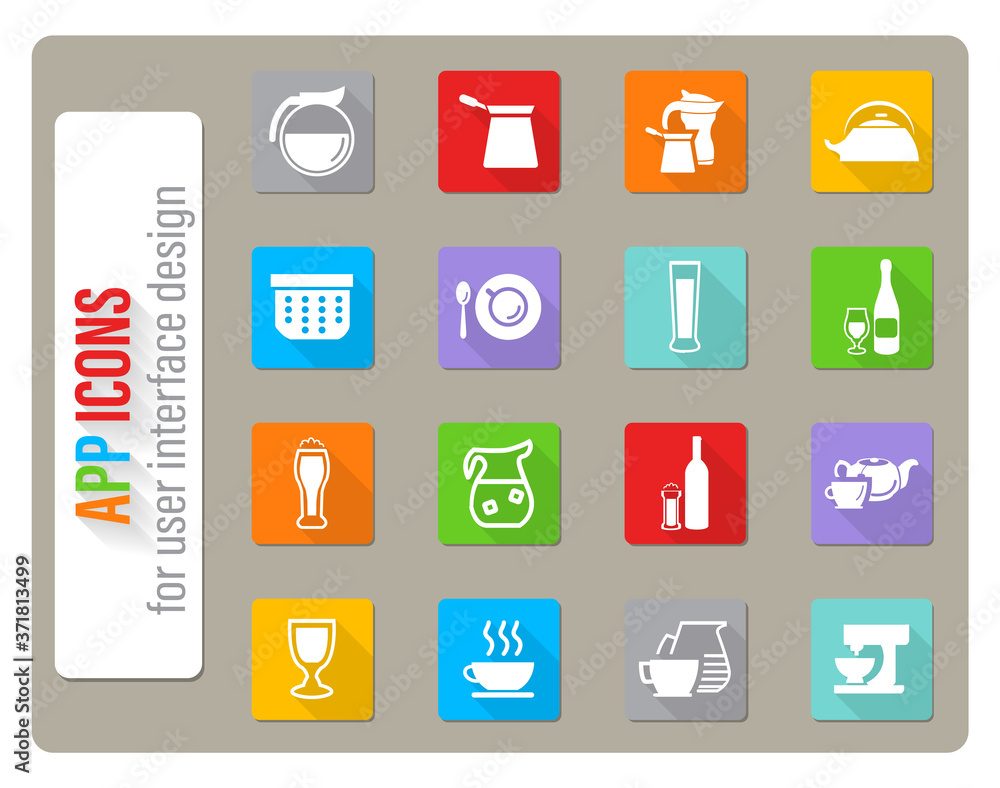 utensils for beverages icon set utensils for beverages icon set