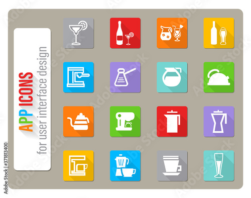 utensils for beverages icon set