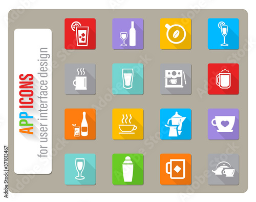 utensils for beverages icon set