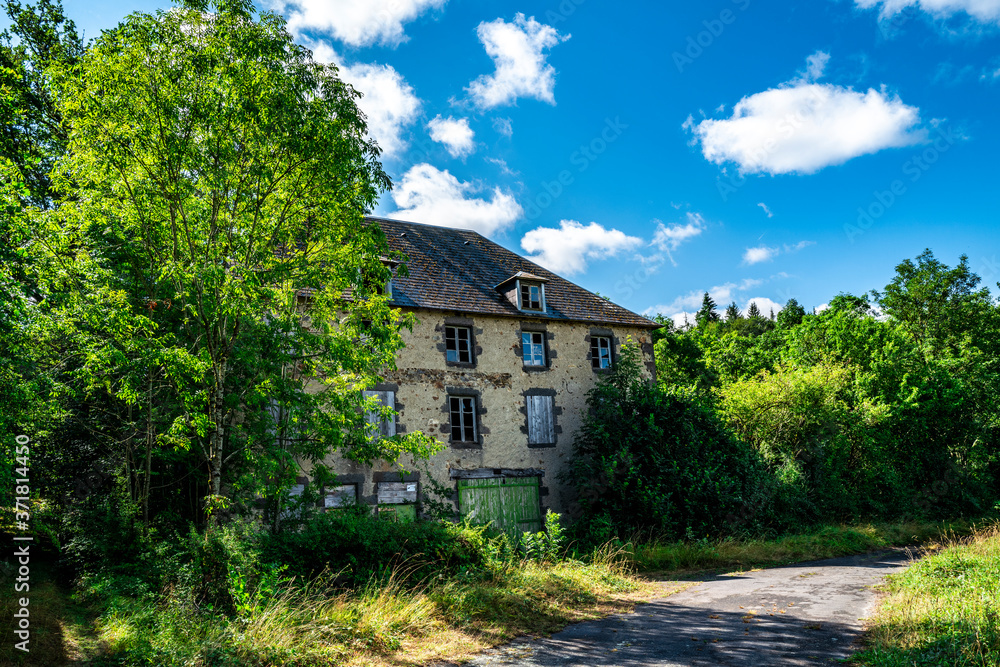 Obraz premium maison ancienne délabrée envahie par la végétation