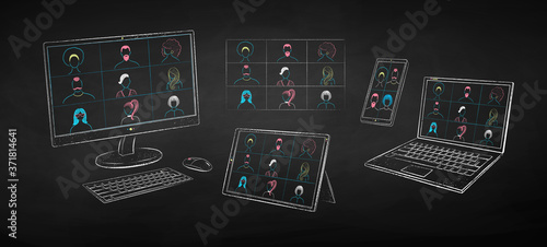 Illustration set of computer devices