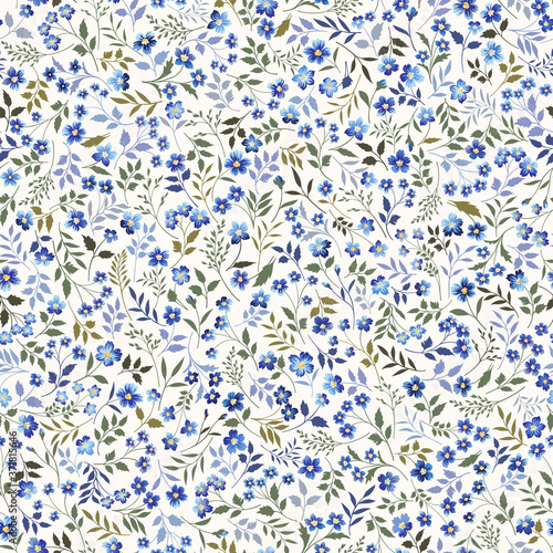 seamless floral pattern with meadow flowers on white background