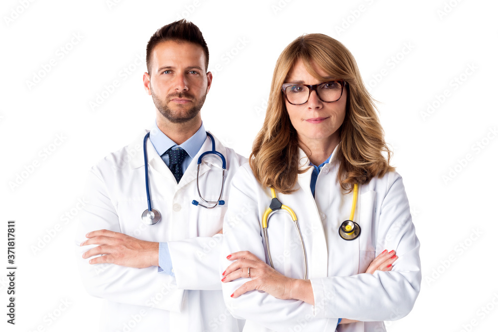 Medical team standing at isolated white background Medical team standing at isolated white background