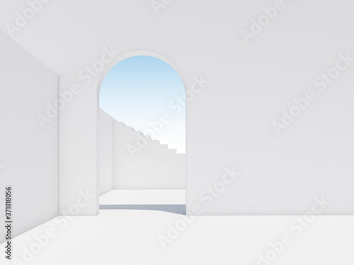 Abstract blank white interior fragment with empty arch
