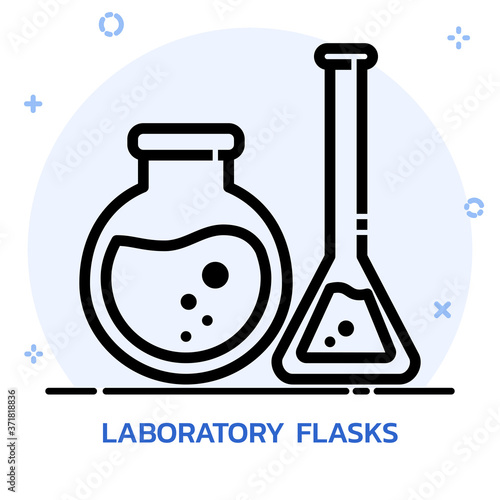 Science chemical flasks line style.