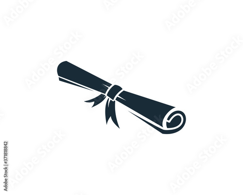 Scroll Paper Graduation, Certification Icon Vector Logo Template Illustration Design