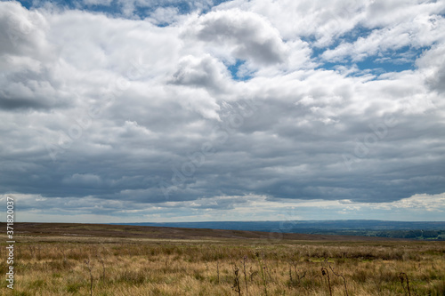 A cloudy summer  3 shot HDR image  of the North York Moors National Park looking across Staunton Moor  North Yorkshire  England.