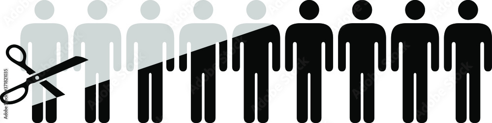 People icons: retrenchment / staff cuts. People icons: retrenchment / staff cuts.