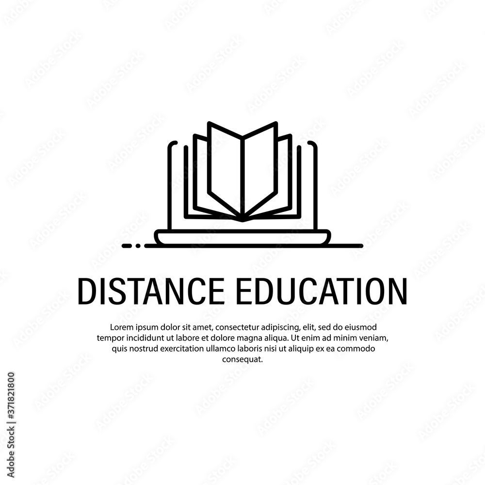Distance education icon. Course, webinar, online lesson. Vector on isolated white background. EPS 10