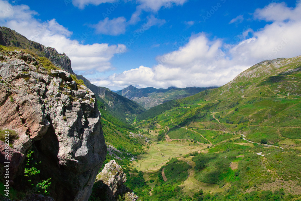 Obraz premium Saliencia Valley. Landscape in the Somiedo Biosphere Reserve. Asturias. Tourism during Covid-19