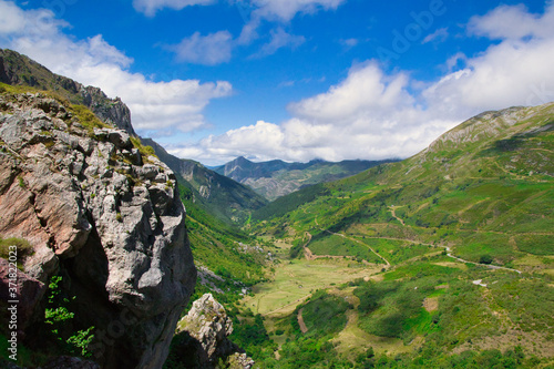 Saliencia Valley. Landscape in the Somiedo Biosphere Reserve. Asturias. Tourism during Covid-19