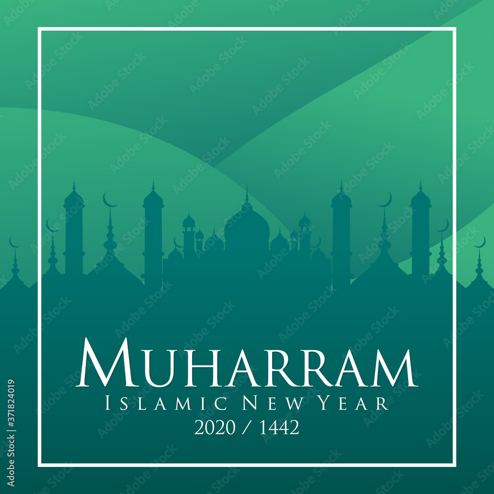 Fototapeta premium Happy muharram background, Happy New Hijri Year 1442