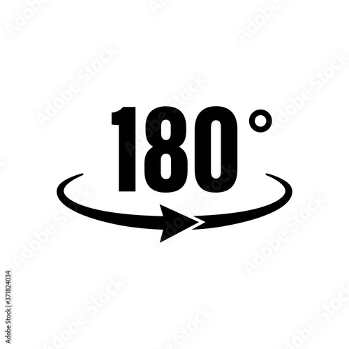 Angle 180 degrees icon. Geometry math symbol. Rotation symbol. Vector on isolated white background. EPS 10