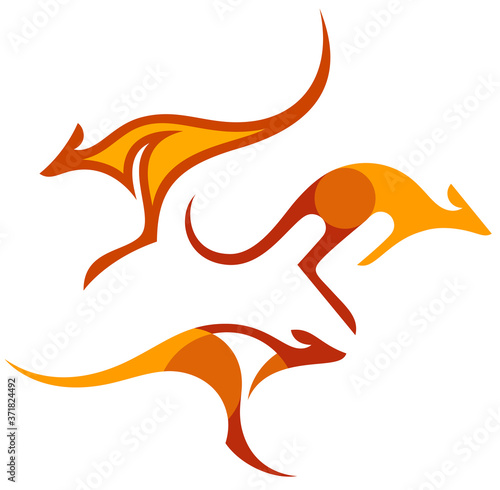 Stylized Kangaroos - vector illustration