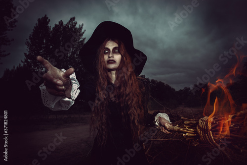 witch with broomstick