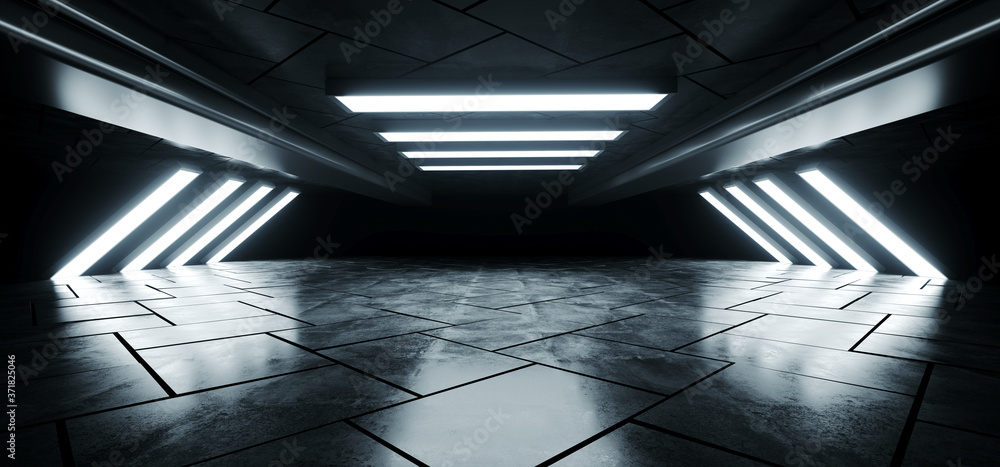 Sci Fi Modern Alien Spaceship Concrete Cement Floor Warehouse Way Entrance Tunnel Corridor Futuristic Glowing Light Led Studio Showcase Stage 3D Rendering Sci Fi Modern Alien Spaceship Concrete Cement Floor Warehouse Way Entrance Tunnel Corridor Futuristic Glowing Light Led Studio Showcase Stage 3D Rendering