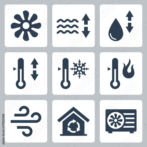 Air Conditioning and Air Conditioner Related Vector Icon Set