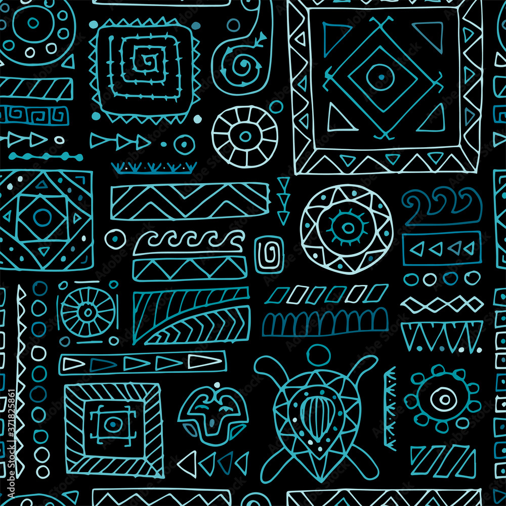 Fototapeta Ethnic handmade ornament for your design. Polynesian style, seamless pattern