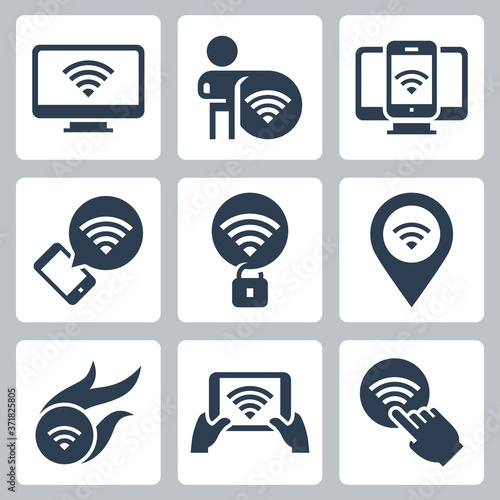 Wifi Related Vector Icon Set in Glyph Style