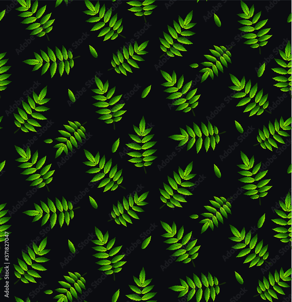 Seamless  pattern with  green leaves