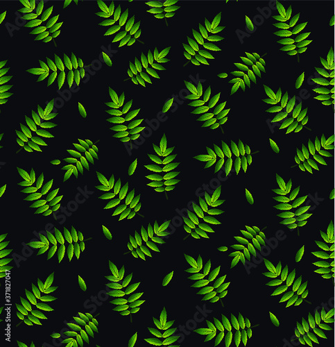 Seamless pattern with green leaves