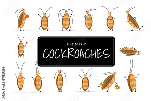 Funny cockroaches set for your design