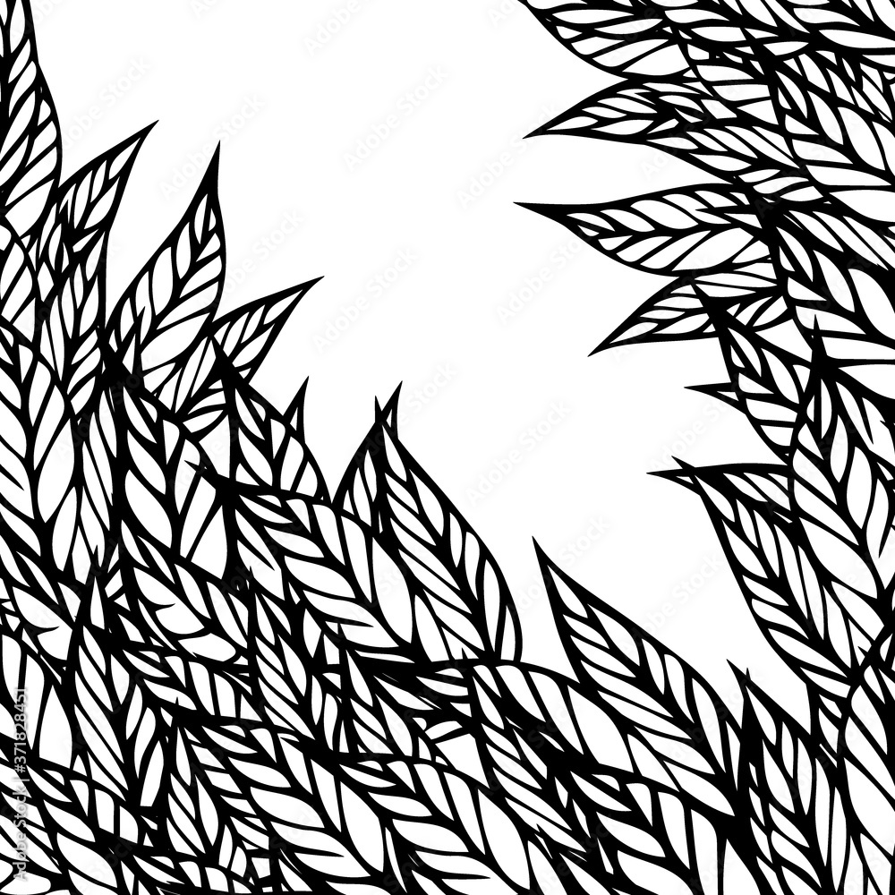 Naklejka premium Black and white composition of leaves