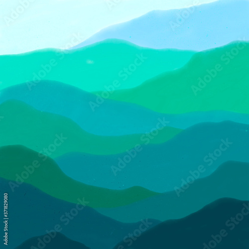 Blue mountains landscape watercolor illustration 