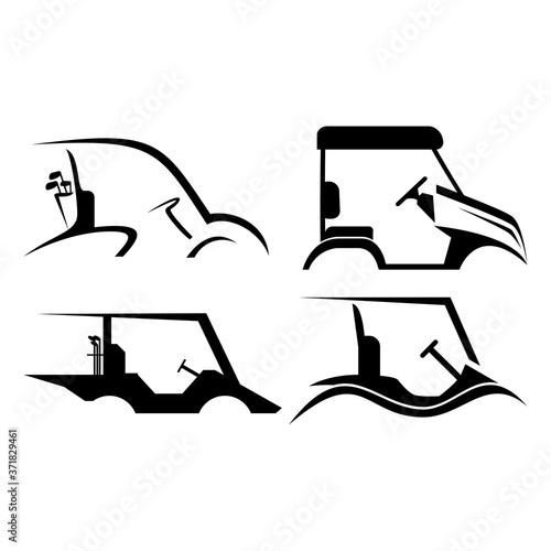 golf cart logo vector illustration designs mini set art