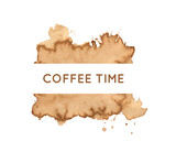 Coffee or tea spots. Coffee time. Illustration for cafe menu. Dirty cup splash three rings stain or coffee stamp