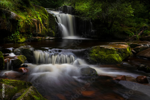 Fototapeta Naklejka Na Ścianę i Meble -  Waterfalls of Blaen y Glyn 
One of the many closely connected waterfalls at Blaen y Glyn, near Merthyr Tydfil in the South Wales valleys, UK