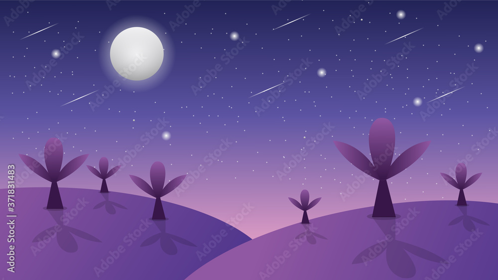 moonlight night landscape illustration design moonlight night landscape illustration design