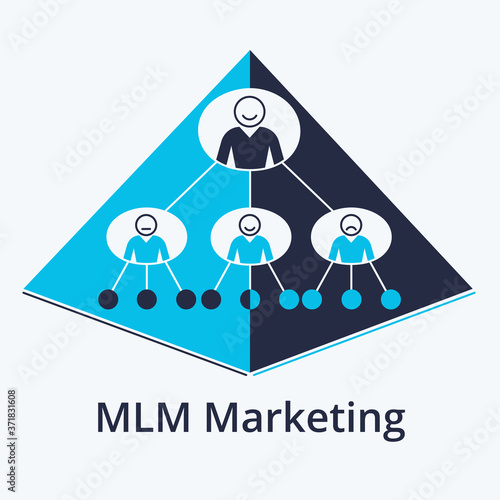 Concept of mlm marketing in flat line design. Icon in trend style. Modern vector illustration