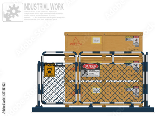 Isolate asbestos storage area on white background