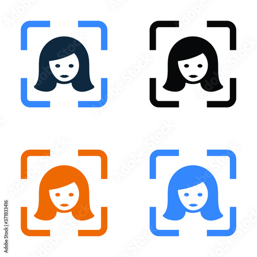 Camera, face detection icon/vector graphics with significant versions